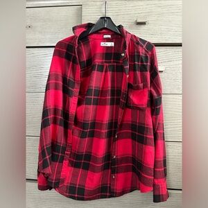 Hollister Red Plaid Boyfriend Fit Flannel